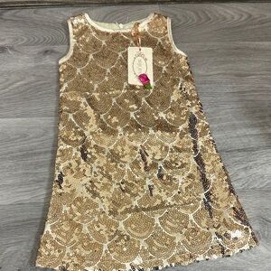 Elegant Gold Sequin Kids Dress